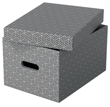 Pudło do przechowywania / pudło prezentowe Esselte Box Home M low szary, 265 x 205 x 365 mm - opakowanie 3 sztuki www.asan.com.pl