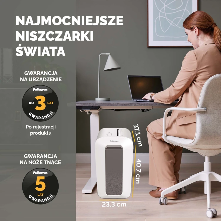 Niszczarka Fellowes LX65 ścinki 4x40mm P-4 # 3 lata gwarancji - BIAŁA www.asan.com.pl
