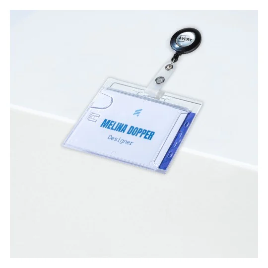 Holdery na karty z mechanizmem ściągającym AVERY - opakowanie 10 sztuk  www.asan.com.pl