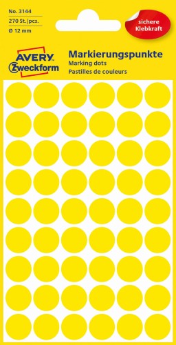 Etykiety Kółka do zaznaczania - żółte, ⌀ 12 mm, 5 arkuszy - 270 kółek - znaczników www.asan.com.pl