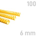 Grzbiety plastikowe - O.COMB Okrągłe 6mm A4/100szt - kolor ŻÓŁTY - OPUS  