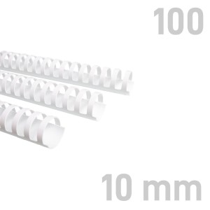 Grzbiety plastikowe - O.COMB Okrągłe 10mm A4/100szt - kolor BIAŁY - OPUS