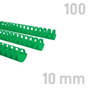 Grzbiety plastikowe - O.COMB Okrągłe 10mm A4/100szt - kolor ZIELONY - OPUS 