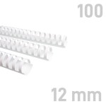 Grzbiety plastikowe - O.COMB Okrągłe 12mm A4/100szt - kolor BIAŁY - OPUS 