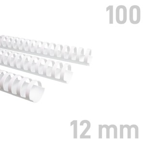 Grzbiety plastikowe - O.COMB Okrągłe 12mm A4/100szt - kolor BIAŁY - OPUS 