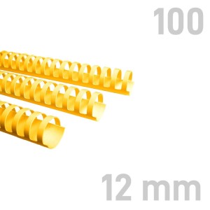 Grzbiety plastikowe - O.COMB Okrągłe 12mm A4/100szt - kolor ŻÓŁTY - OPUS 