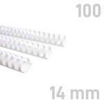 Grzbiety plastikowe - O.COMB Okrągłe 14mm A4/100szt - kolor BIAŁY - OPUS 