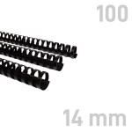 Grzbiety plastikowe - O.COMB Okrągłe 14mm A4/100szt - kolor CZARNY - OPUS 