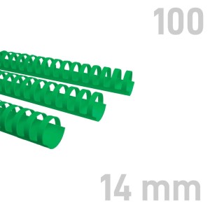 Grzbiety plastikowe - O.COMB Okrągłe 14mm A4/100szt - kolor ZIELONY - OPUS 