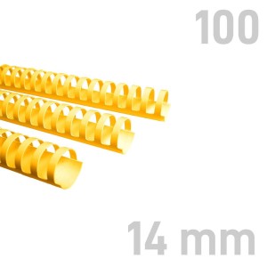 Grzbiety plastikowe - O.COMB Okrągłe 14mm A4/100szt - kolor ŻÓŁTY - OPUS 
