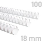 Grzbiety plastikowe - O.COMB Okrągłe 18mm A4/100szt - kolor BIAŁY - OPUS