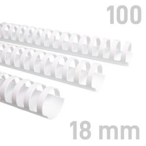 Grzbiety plastikowe - O.COMB Okrągłe 18mm A4/100szt - kolor BIAŁY - OPUS