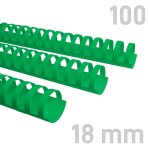 Grzbiety plastikowe - O.COMB Okrągłe 18mm A4/100szt - kolor ZIELONY - OPUS
