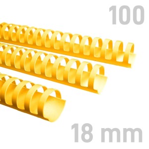 Grzbiety plastikowe - O.COMB Okrągłe 18mm A4/100szt - kolor ŻÓŁTY - OPUS