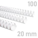 Grzbiety plastikowe - O.COMB Okrągłe 20mm A4/100szt - kolor BIAŁY - OPUS