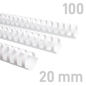 Grzbiety plastikowe - O.COMB Okrągłe 20mm A4/100szt - kolor BIAŁY - OPUS