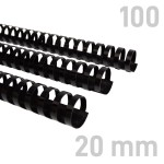Grzbiety plastikowe - O.COMB Okrągłe 20mm A4/100szt - kolor CZARNY - OPUS