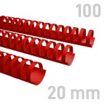 Grzbiety plastikowe - O.COMB Okrągłe 20mm A4/100szt - kolor CZERWONY - OPUS