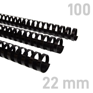 Grzbiety plastikowe - O.COMB Okrągłe 22mm A4/100szt - kolor CZARNY - OPUS