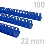 Grzbiety plastikowe - O.COMB Okrągłe 22mm A4/100szt - kolor NIEBIESKI - OPUS