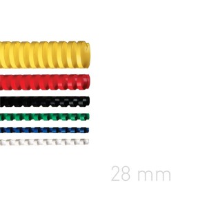 Grzbiety plastikowe - O.COMB Owalne 28mm A4/50szt - kolor BIAŁY - OPUS 