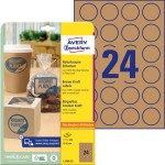 Etykiety ekologiczne okrągłe Avery Zweckform L7105-25 - ⌀ 40 mm A4, 25 arkuszy -  brązowe