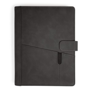 Notes Notatnik biurowy twardy w kratkę  z kieszonką na telefon, zamykany z wymiennym wkładem  - O.NOTE Sidney - 207 x 145 mm (A5) - czarny OPUS