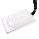 Identyfikator twardy pionowy z taśmą - O.BADGE HOLDER Vertical 90 x 55 mm - 50 sztuk czarny OPUS