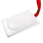 Identyfikator twardy pionowy z taśmą - O.BADGE HOLDER Vertical 90 x 55 mm - 50 sztuk czerwony OPUS