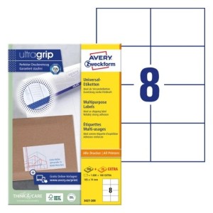 Trwałe etykiety papierowe 105 x 74 mm, białe etykiety samoprzylepne, etykiety do druku 220 ark. / op., Avery 3427-200
