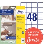 Usuwalne etykiety papierowe 45,7 x 21,2 mm, białe etykiety samoprzylepne, etykiety do druku 10 ark. / op., Avery L4736REV-10