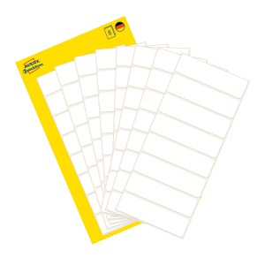 Minietykiety do opisywania ręcznego 50 x 14 mm, trwałe etykiety papierowe, białe etykiety samoprzylepne 64 etyk., 8 ark. /op., Avery 3086