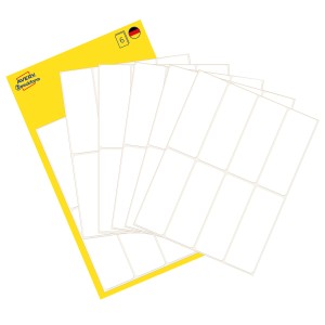 Minietykiety do opisywania ręcznego 50 x 14 mm, trwałe etykiety papierowe, białe etykiety samoprzylepne 64 etyk., 8 ark. /op., Avery 3086