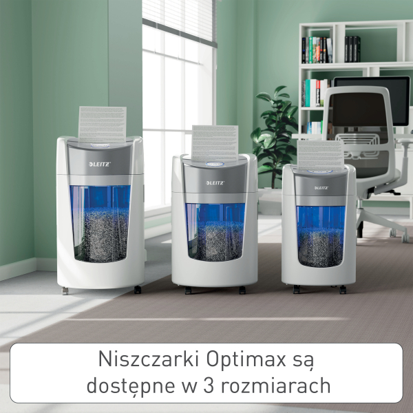 Niszczarka Leitz IQ OptiMax Office, ścinki 2x15mm P-5  www.asan.com.pl