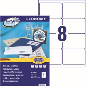Etykiety uniwersalne Avery Zweckform Economy ELA043 - 99,1x67,7 mm A4, 100 arkuszy - białe 