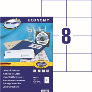 Etykiety uniwersalne Avery Zweckform Economy ELA023 - 105x74 mm A4, 100 arkuszy - biały