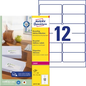 Etykiety adresowe Avery LR7177-100 - 99,1 x 42,3 mm, 100 arkuszy - złamana biel