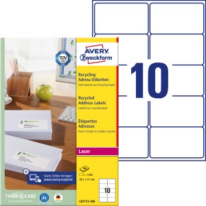 Etykiety adresowe Avery LR7173-100 - 99,1 x 57 mm, 100 arkuszy - złamana biel