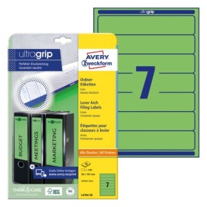 Etykiety na segregatory  Avery L4764-20 - 38 x 192 mm, 20 arkuszy - zielony