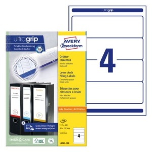 Etykiety na segregatory  Avery L4761-100 - 61 x 192 mm, 100 arkuszy - biały