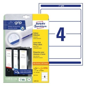 Etykiety na segregatory Avery L4761-25 - 61 x 192 mm,  30 arkuszy - biały