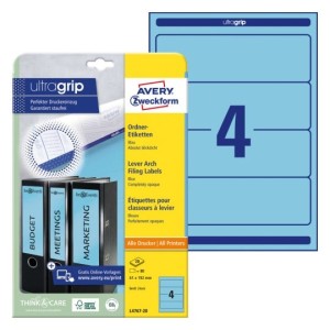 Etykiety na segregatory  Avery L4767-20 - 61 x 192 mm, 20 arkuszy - niebieski