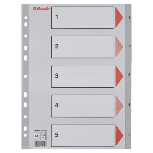 Przekładki Esselte z PP - format A4 index 1-5, 5cz www.asan.com.pl