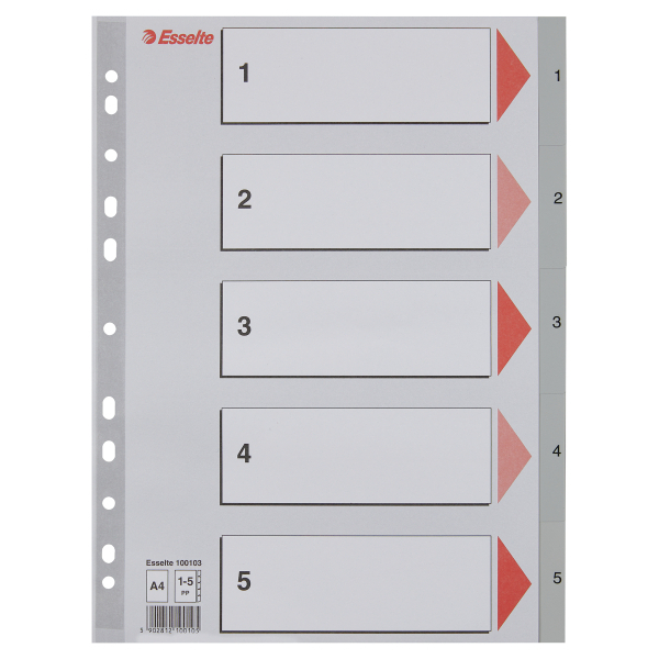 Przekładki Esselte z PP - format A4 index 1-5, 5cz www.asan.com.pl