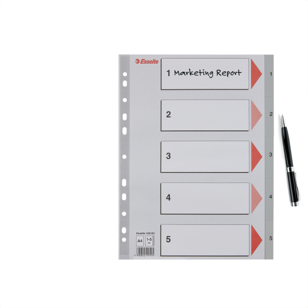 Przekładki Esselte z PP - format A4 index 1-5, 5cz www.asan.com.pl