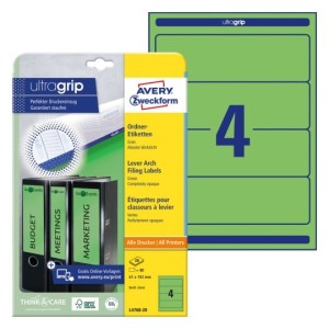 Etykiety na segregatory Avery L4768-20 - 61 x 192 mm, 20 arkuszy - zielony