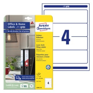 Etykiety na segregatory Avery L4761-10 - 61 x 192 mm,  10 arkuszy - biały