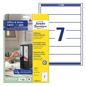 Etykiety na segregatory Avery L4760REV-10 - 38 x 192 mm, 10 arkuszy - biały