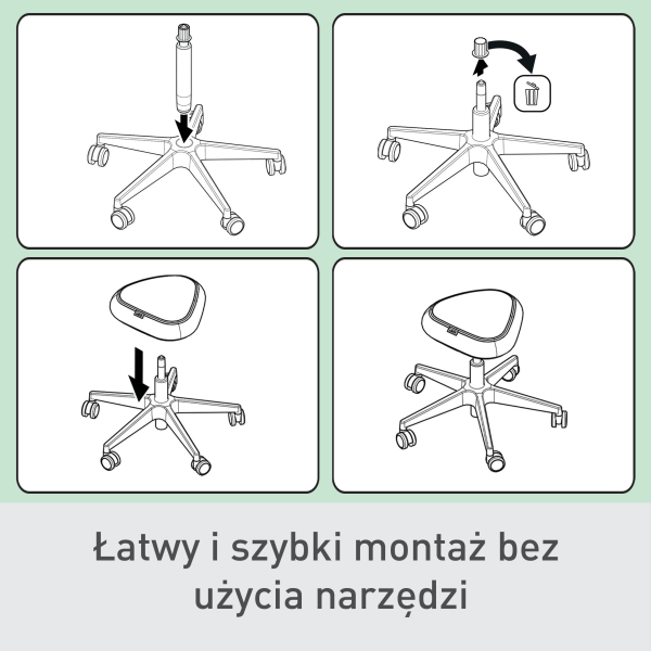Stołek ergonomiczny Leitz Ergo z wygodnym siedziskiem, na kółkach - Czarny www.asan.com.pl