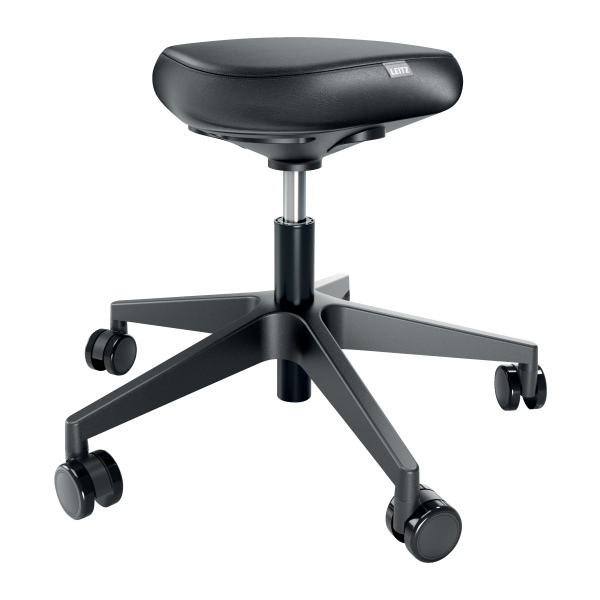 Stołek ergonomiczny Leitz Ergo z wygodnym siedziskiem, na kółkach - Czarny www.asan.com.pl